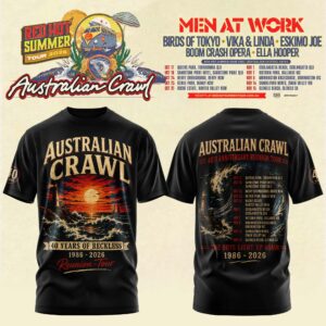 Australian Crawl Red Hot Summer Tour 2026 Official Fan T-Shirt Collection