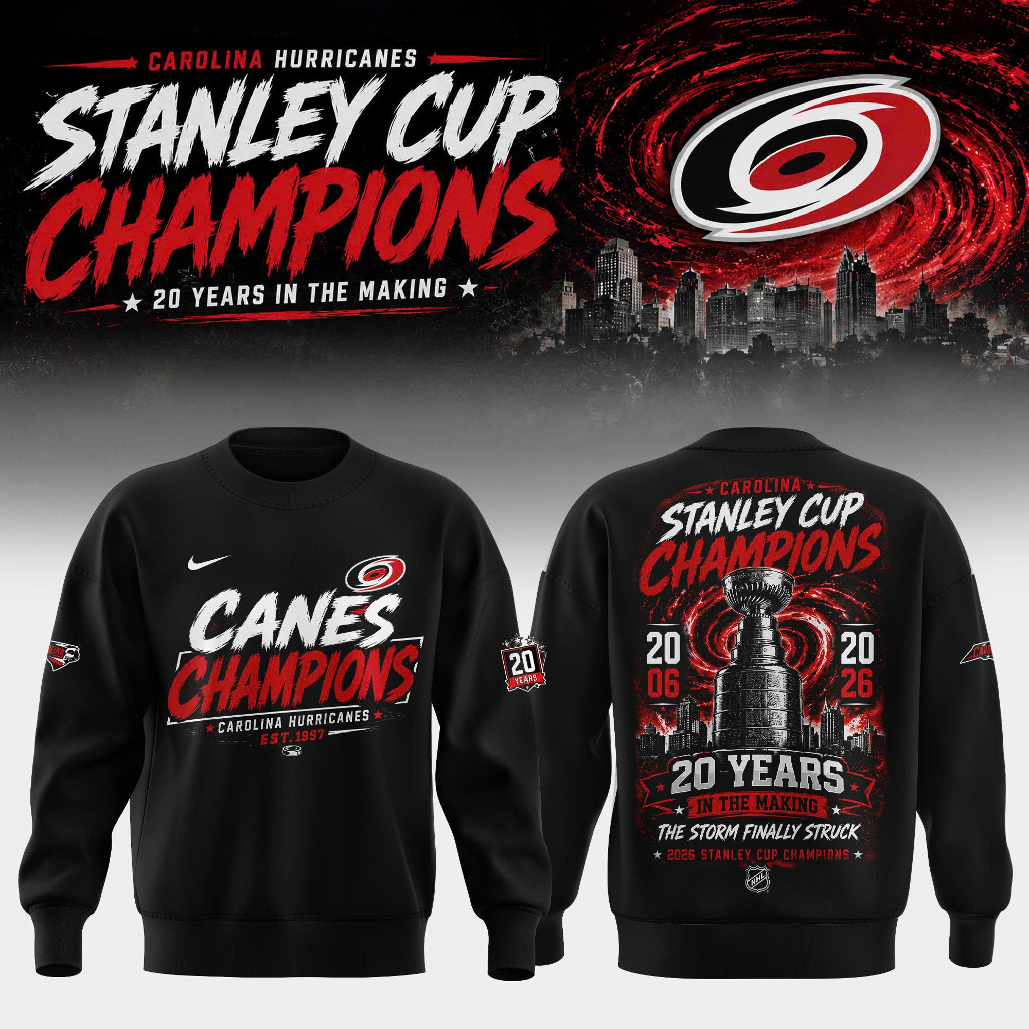 Carolina Hurricanes Merch 2026 Stanley Cup Champions Sweatshirt Hockey Fan Gift