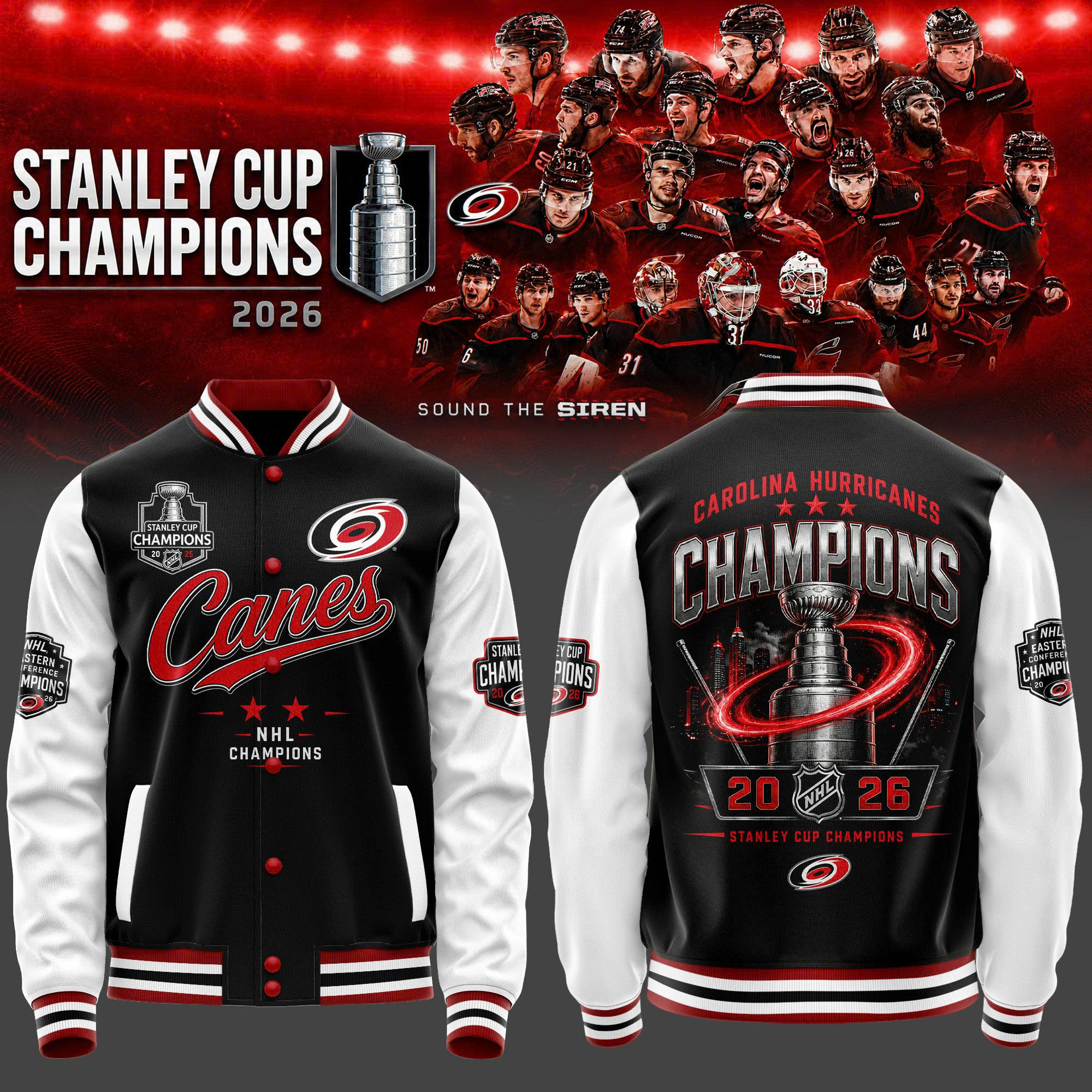 Carolina Hurricanes Merch 2026 Stanley Cup Champions Baseball Jacket Gift For Fans