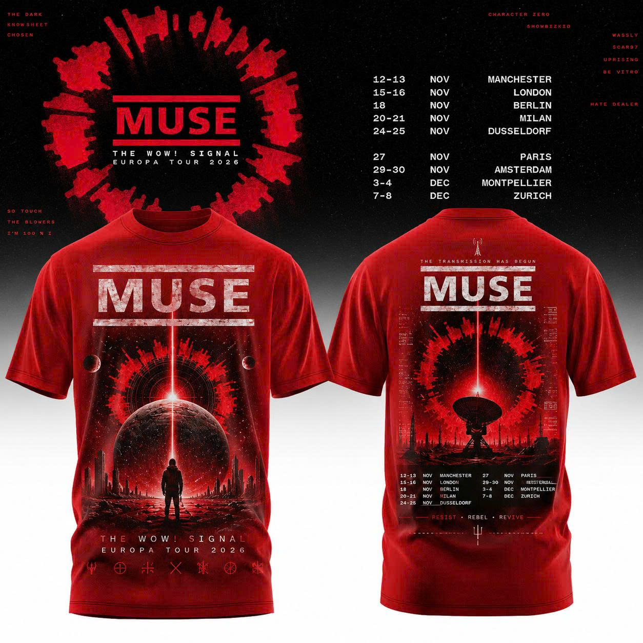 Muse Merch 2026 The Wow Signal Tour T-Shirt Fan Gift