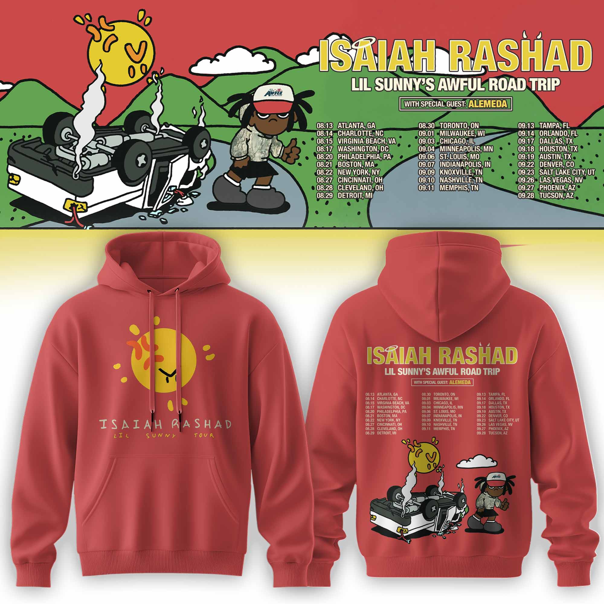 Isaiah Rashad Lil Sunnys Awful Road Trip Concert Hoodie For Fans