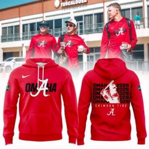 Alabama Crimson Tide Baseball Omaha 2026 Mens College World Series Red Hoodie