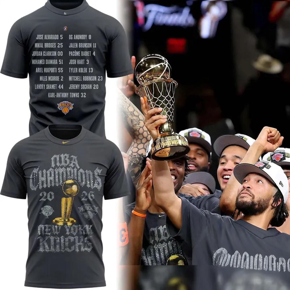 New York Knicks 2026 Nba Finals Champions Gray T-Shirt