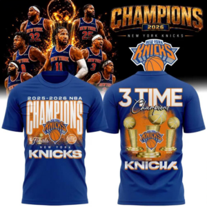 New York Knicks Nba Finals 3 Time Champions 2026 Blue T-Shirt