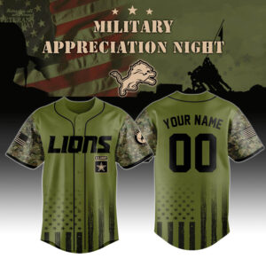 Detroit Lions Military Appreciation Baseball Jersey Gift For Veterans