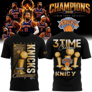 New York Knicks Nba Finals 3 Time Champions 2026 Black T-Shirt