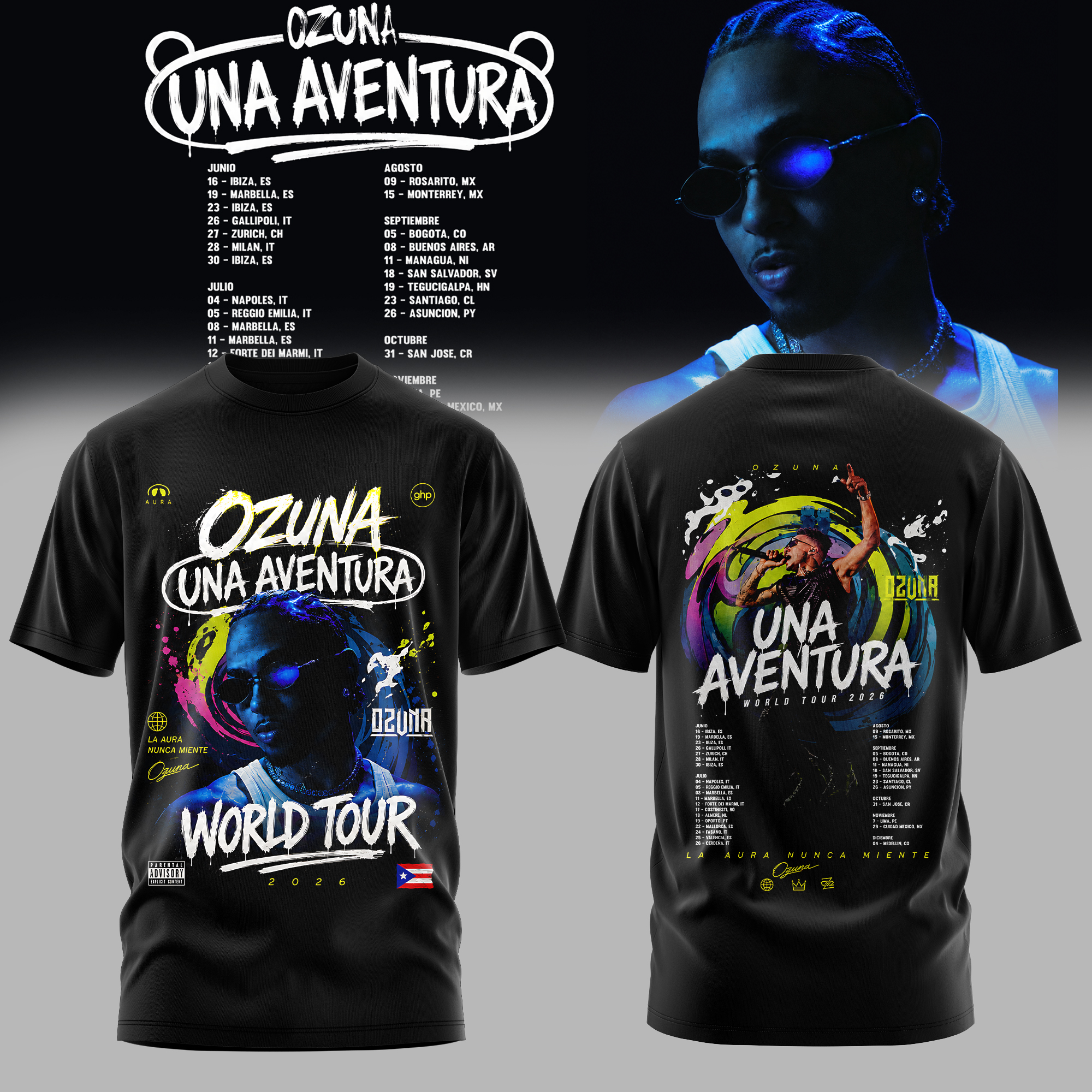 Ozuna Merch 2026 Una Aventura World Tour T-Shirt Gift For Music Fans