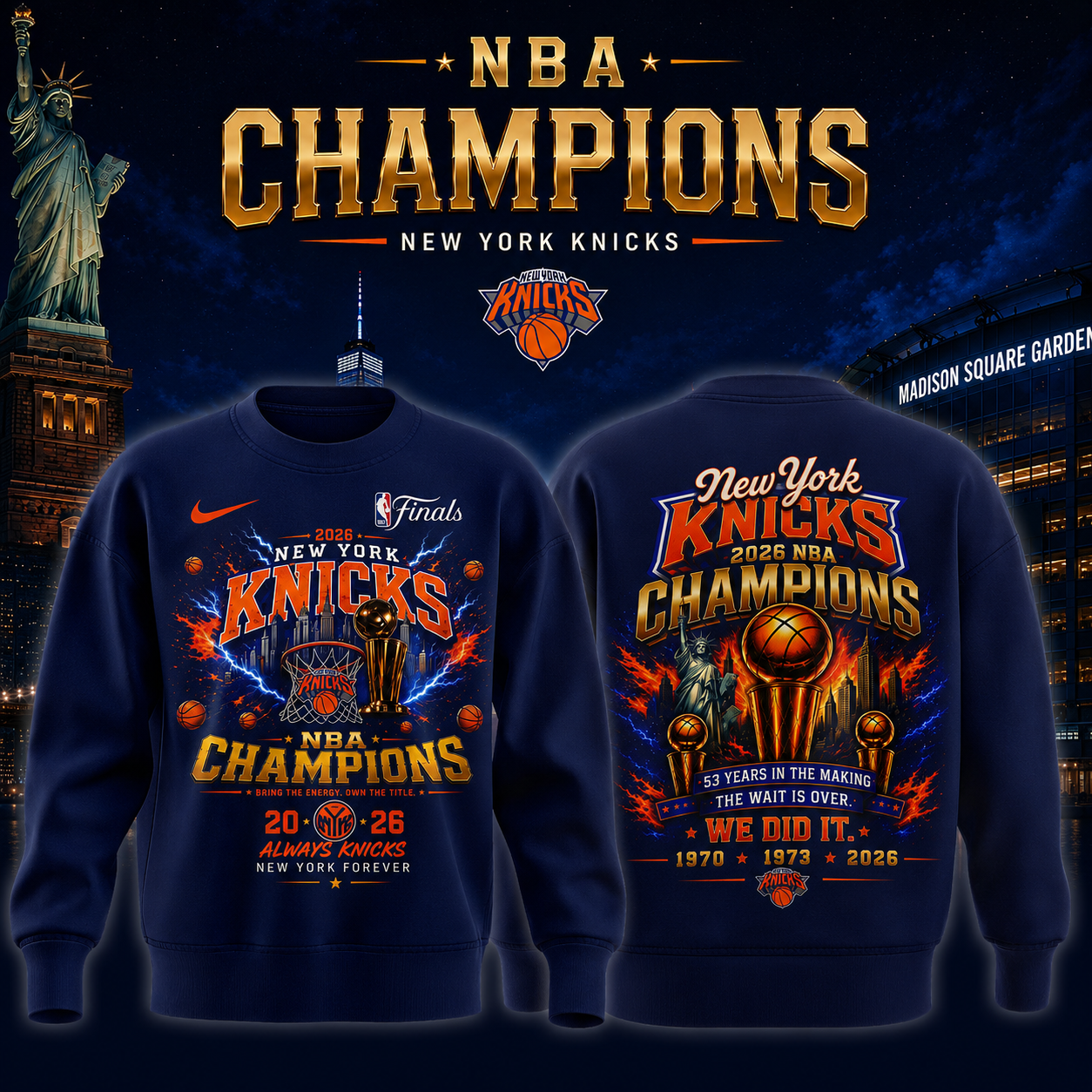 New York Knicks Merch 2026 Nba Champions Sweatshirt Gift For Basketball Fans