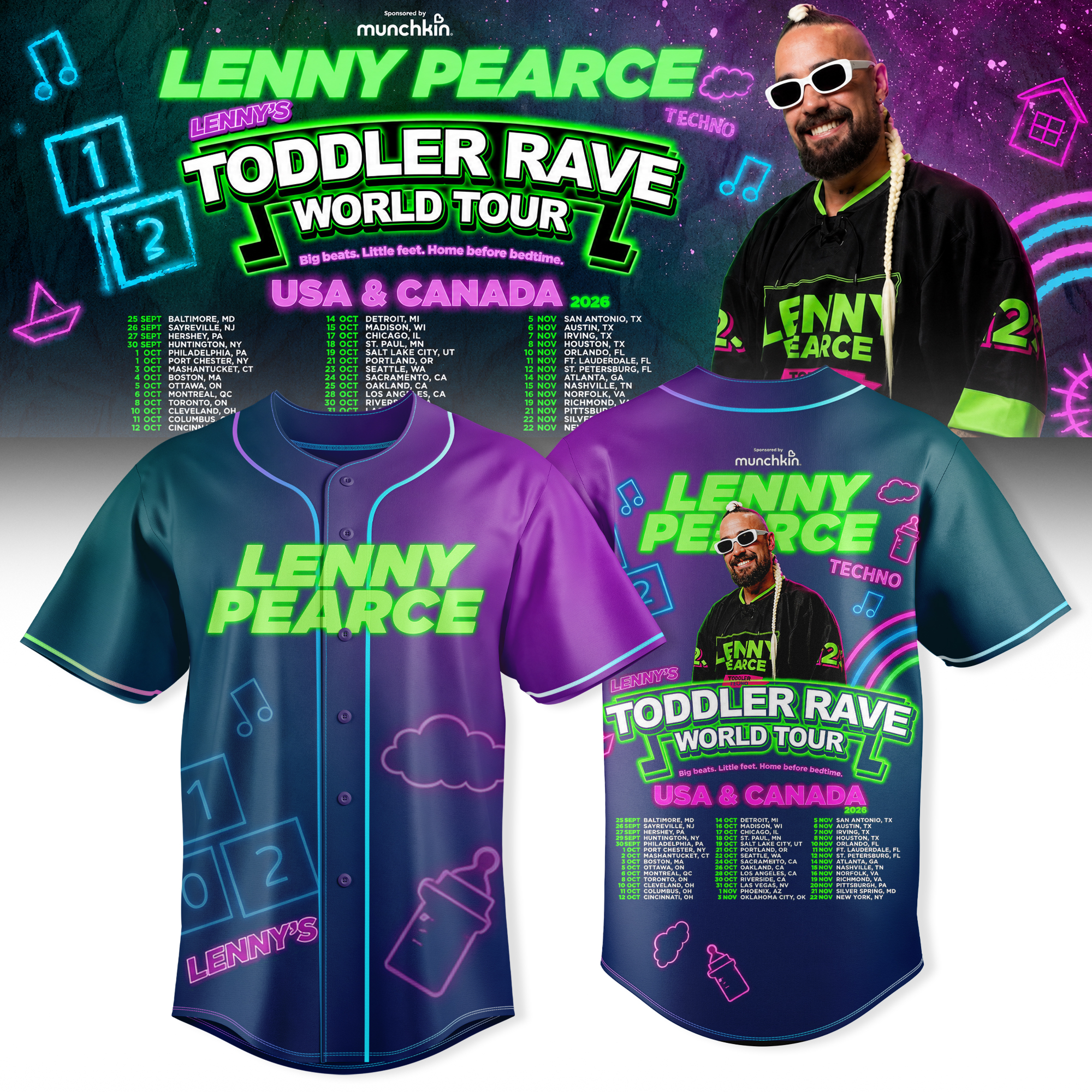 Lenny Pearce Toddler Rave World Tour Jersey Music Fan Edition