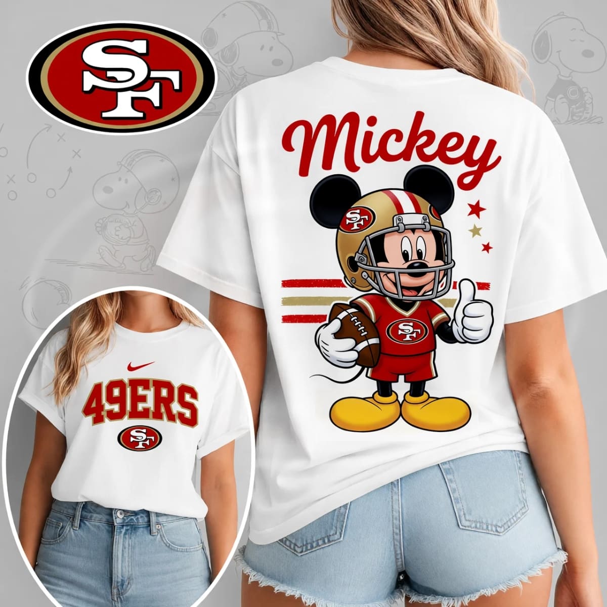 San Francisco 49Ers X Mickey Mouse Football Game Day Unisex T-Shirt