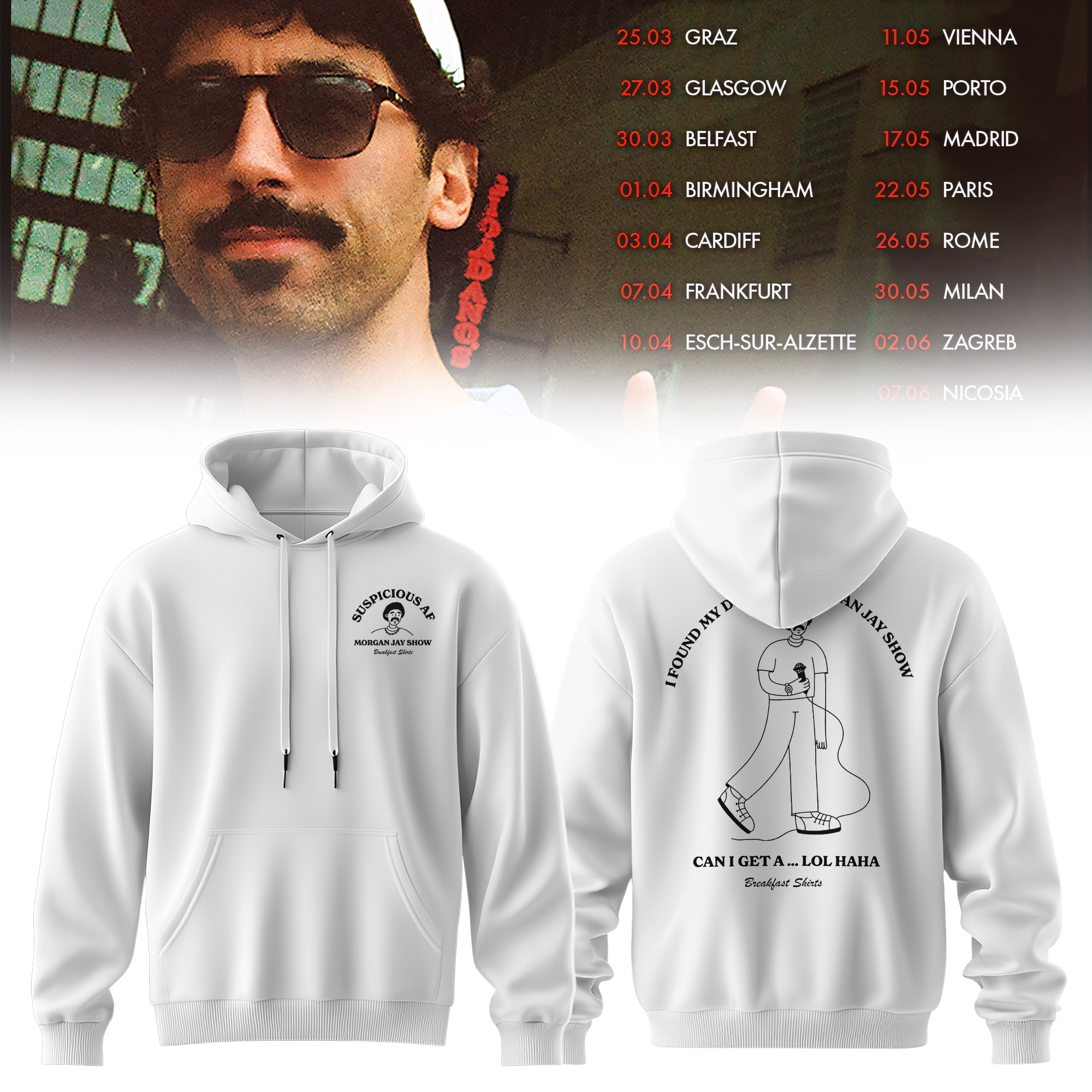 Morgan Jay Merch 2026 Suspicious Af Show Hoodie Comedy Lover Gift