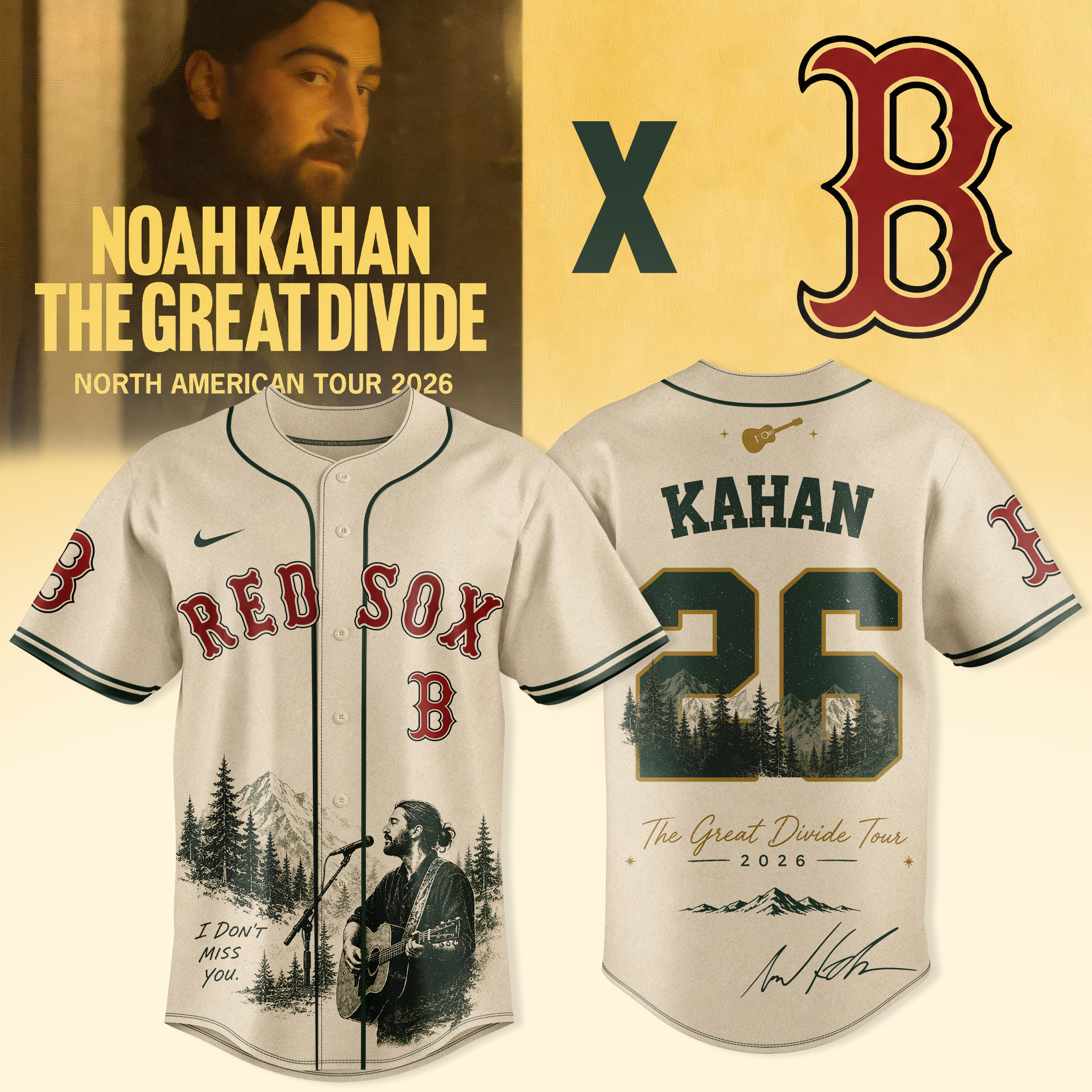 Noah Kahan Great Divide Tour 2026 Merchandise Jersey Edition