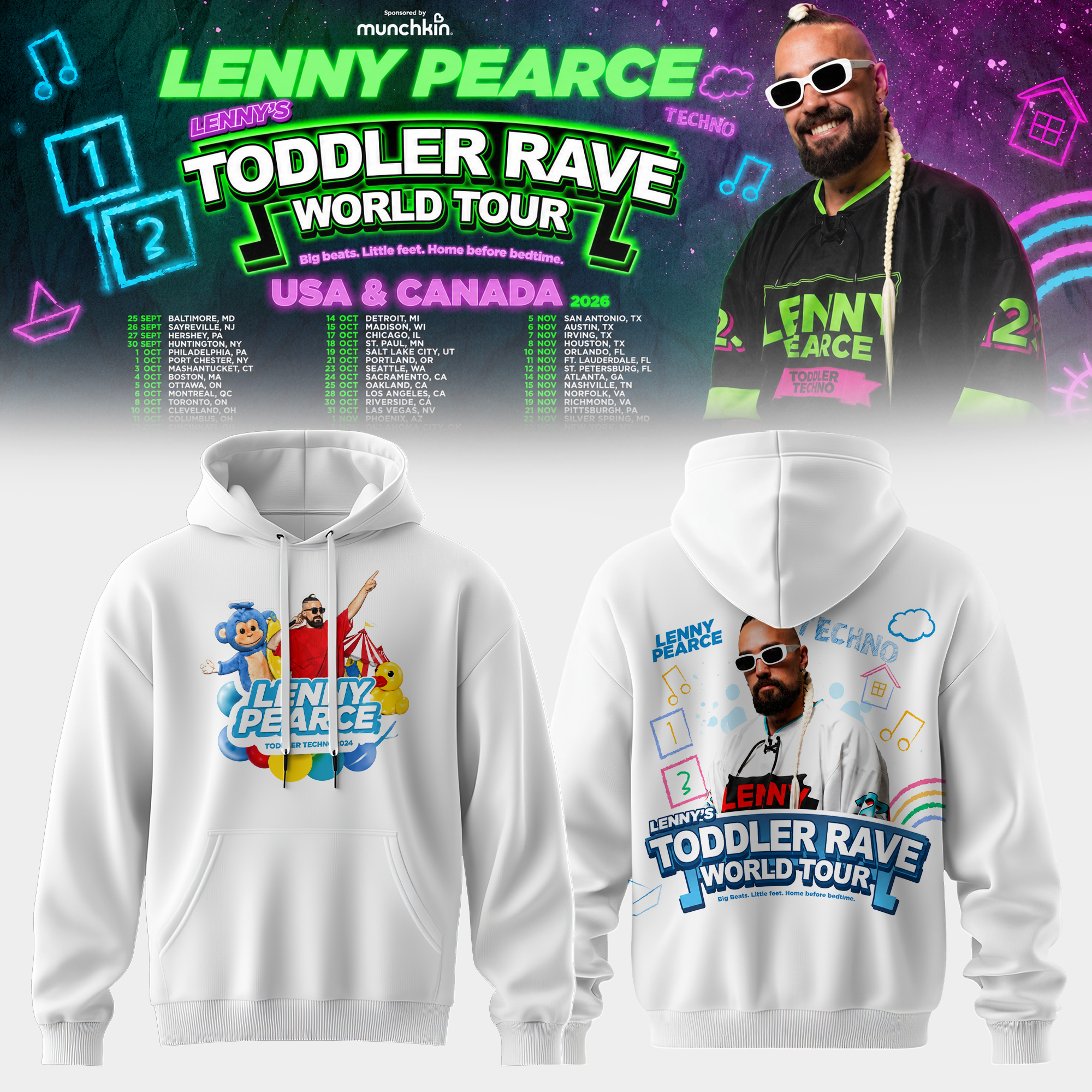 Lenny Pearce Toddler Rave World Tour Hoodie Premium Fan Collection