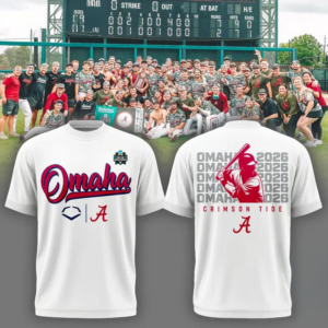 Alabama Crimson Tide Baseball Omaha 2026 Men College World Series White T-Shirt