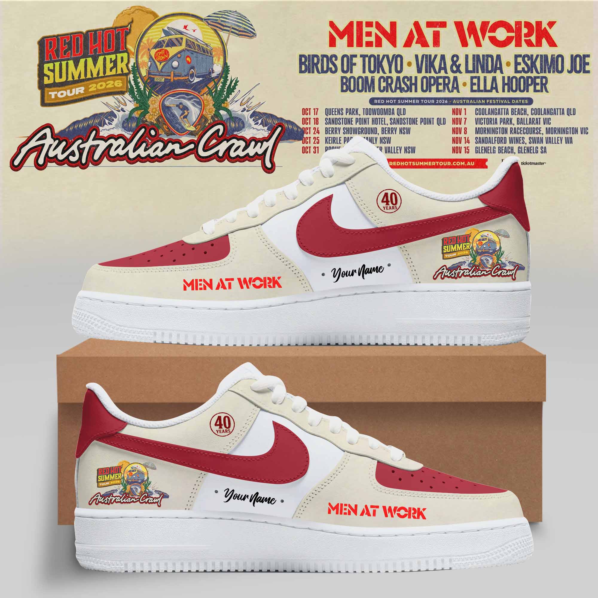 Australian Crawl Red Hot Summer Tour 2026 Sneaker Fan Collection