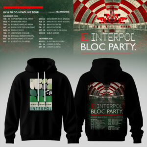 Interpol Bloc Party Uk Eu Tour 2026 Official Tour Hoodie Collection
