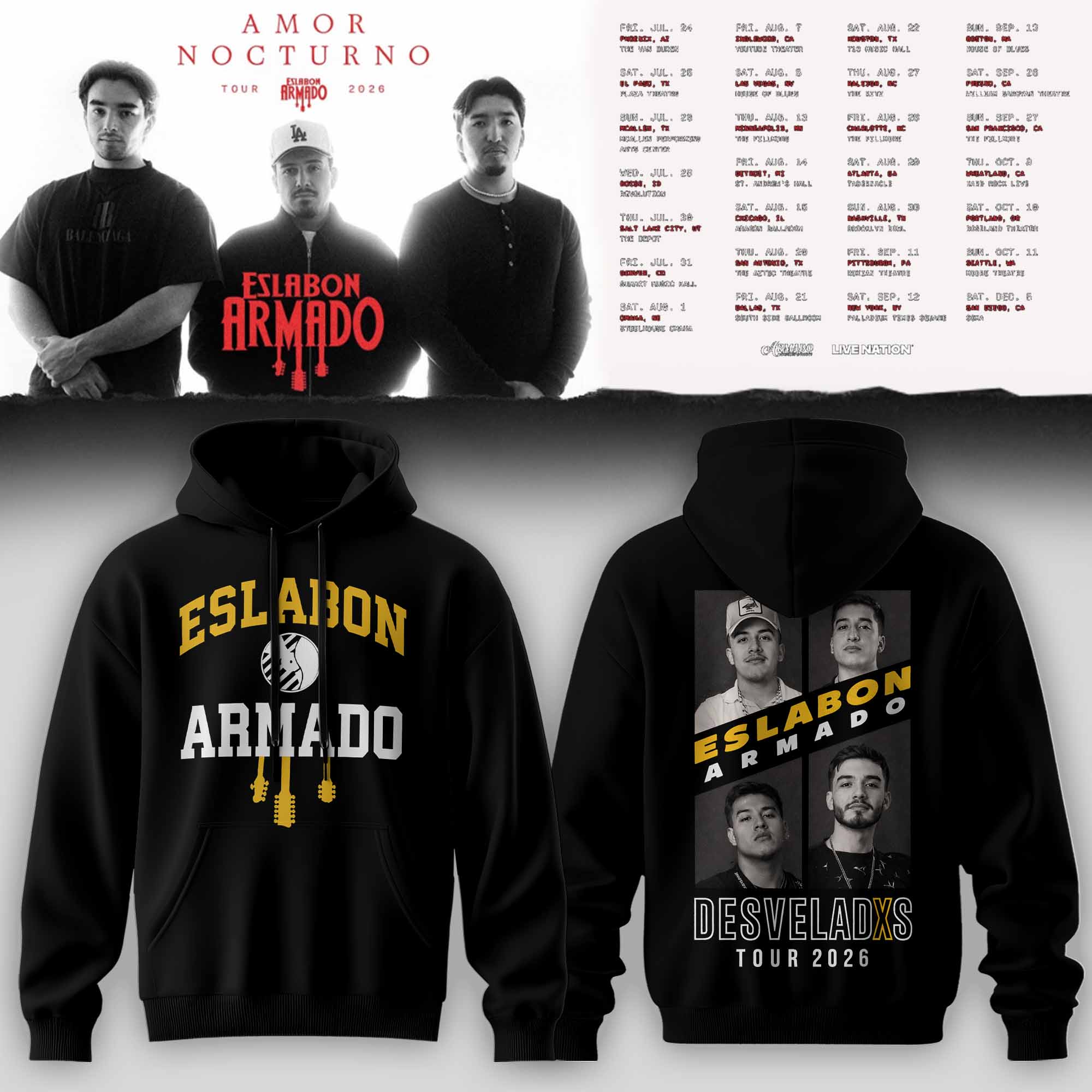 Eslabon Armado Merch 2026 Live Tour Hoodie Best Gift For Fans