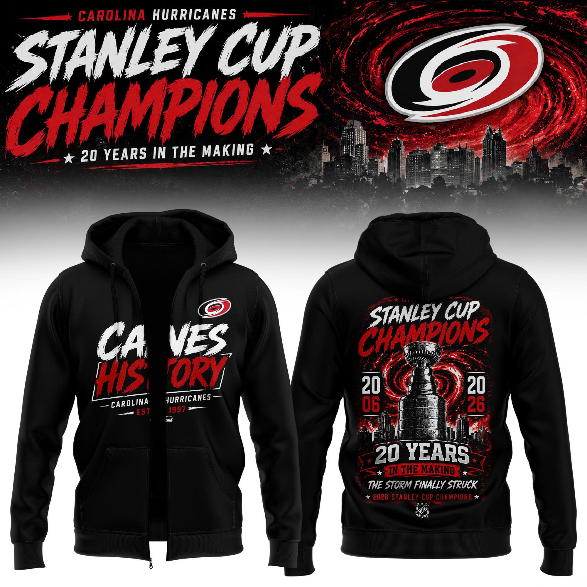Carolina Hurricanes Merch 2026 Stanley Cup Champions Zip Hoodie Gift For Fans
