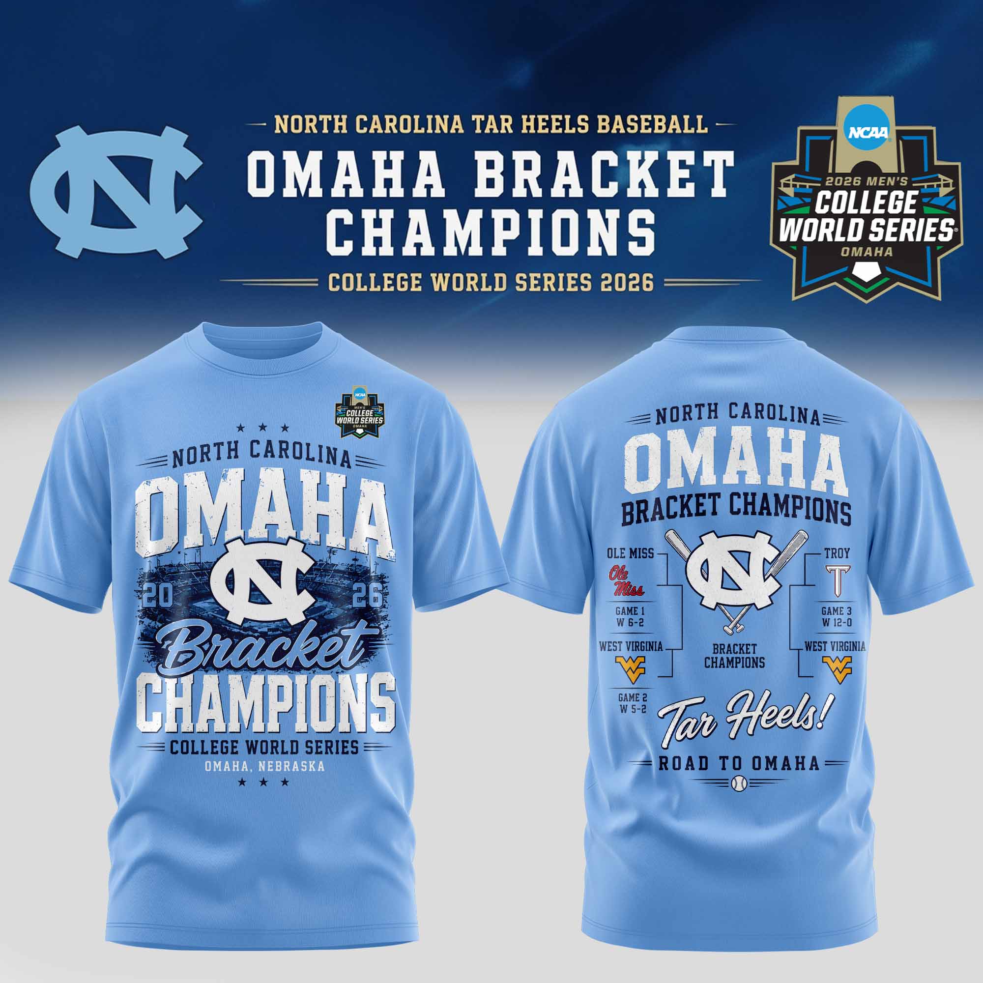 North Carolina Tar Heels Baseball Omaha Fan Apparel Edition