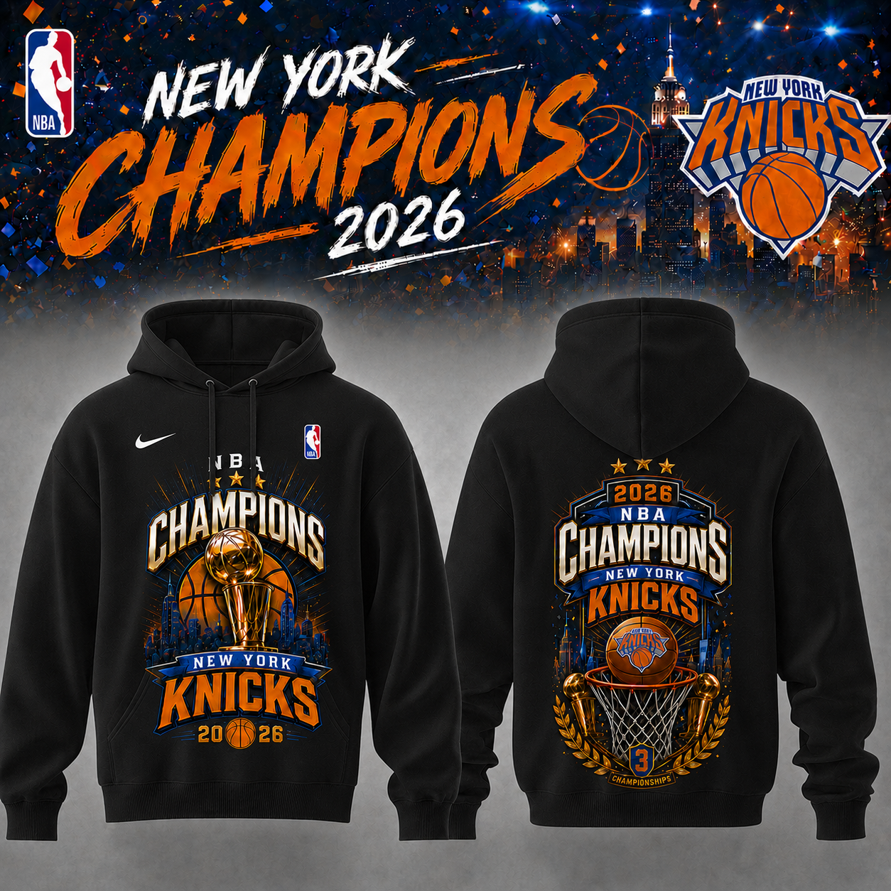 New York Knicks Merch 2026 Nba Champions Hoodie Gift For Basketball Fans