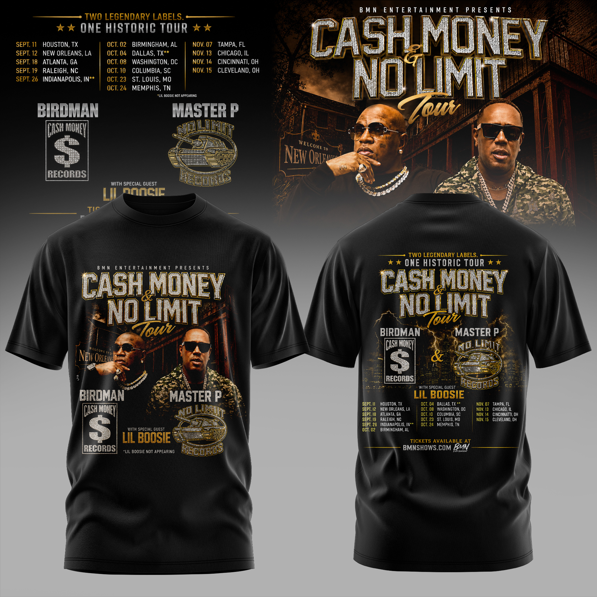Cash Money No Limit Tour Concert T-Shirt Gift For Music Fans
