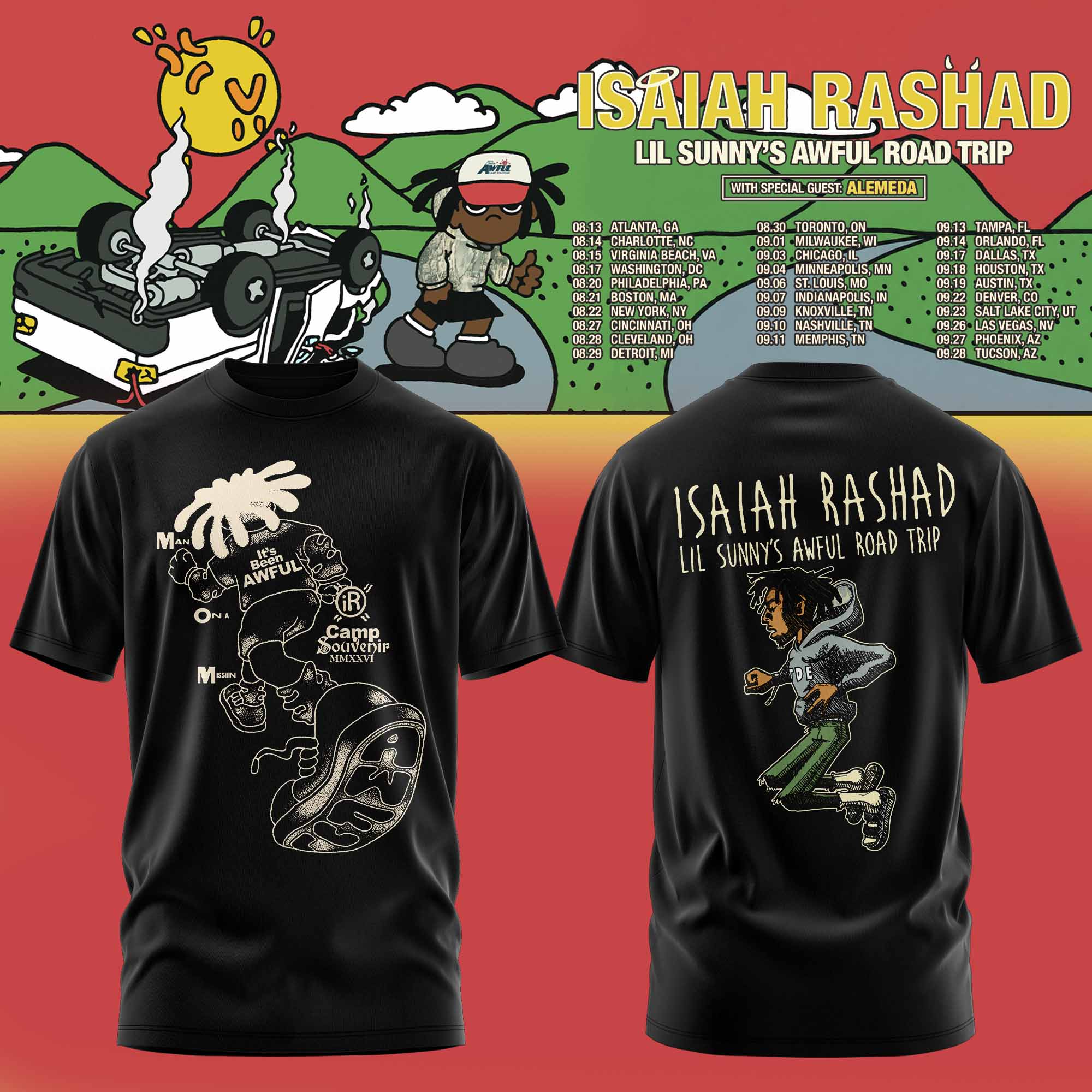 Isaiah Rashad Lil Sunnys Awful Road Trip Premium Music Fan T-Shirt
