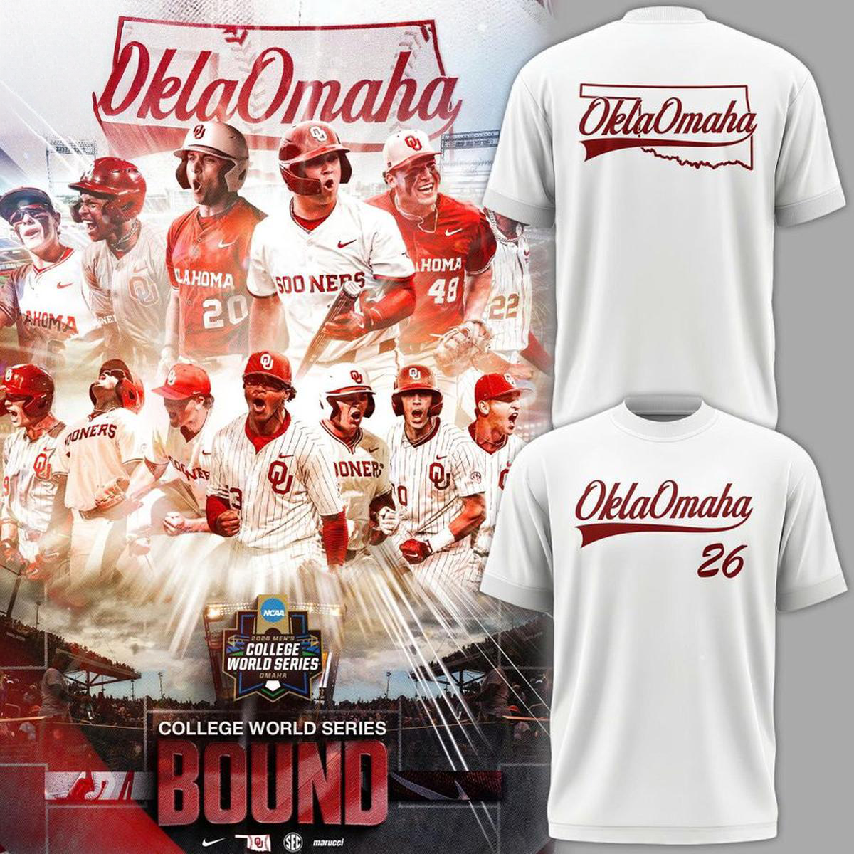 Oklahoma Sooners 2026 Baseball College World Series Oklaomaha T-Shirt