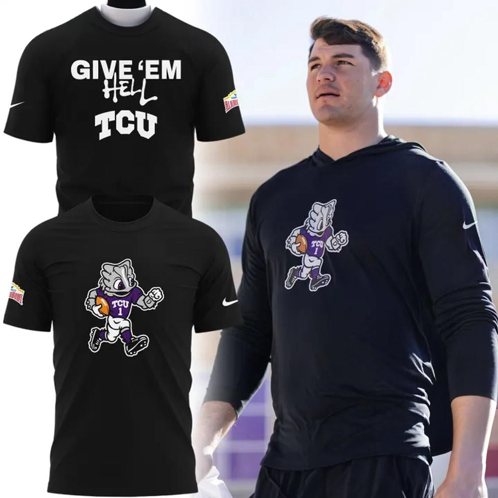 Tcu Horned Frogs Football 2026 Give Em Hell Tcu Mascot T-Shirt