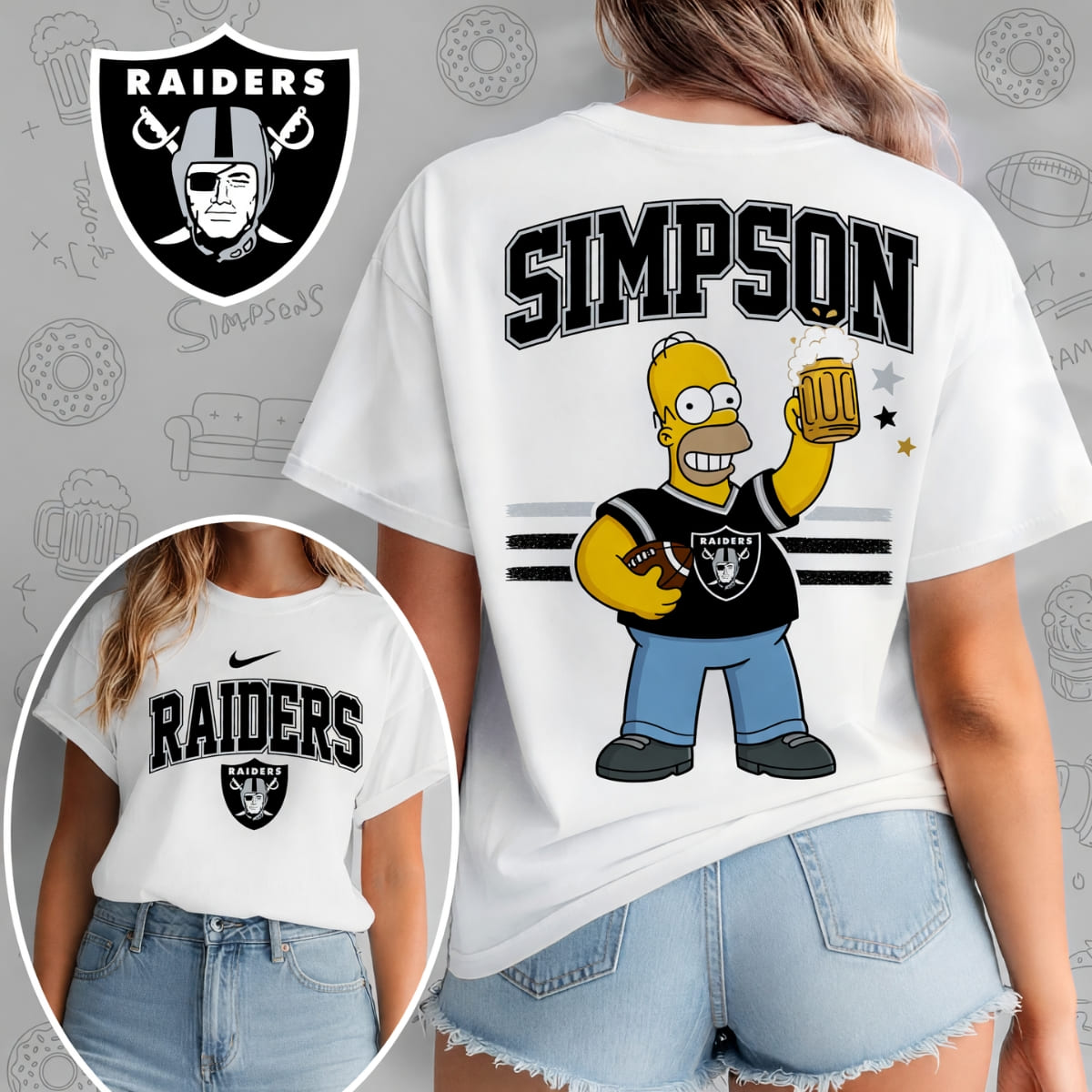 Las Vegas Raiders X The Simpsons Football Game Day Unisex T-Shirt