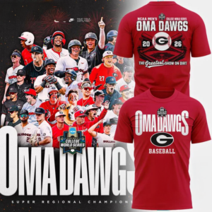 Georgia Bulldogs 2026 Baseball College World Series Omadawgs Red T-Shirt