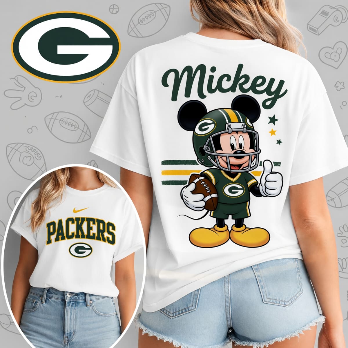 Green Bay Packers X Mickey Mouse Football Game Day Unisex T-Shirt