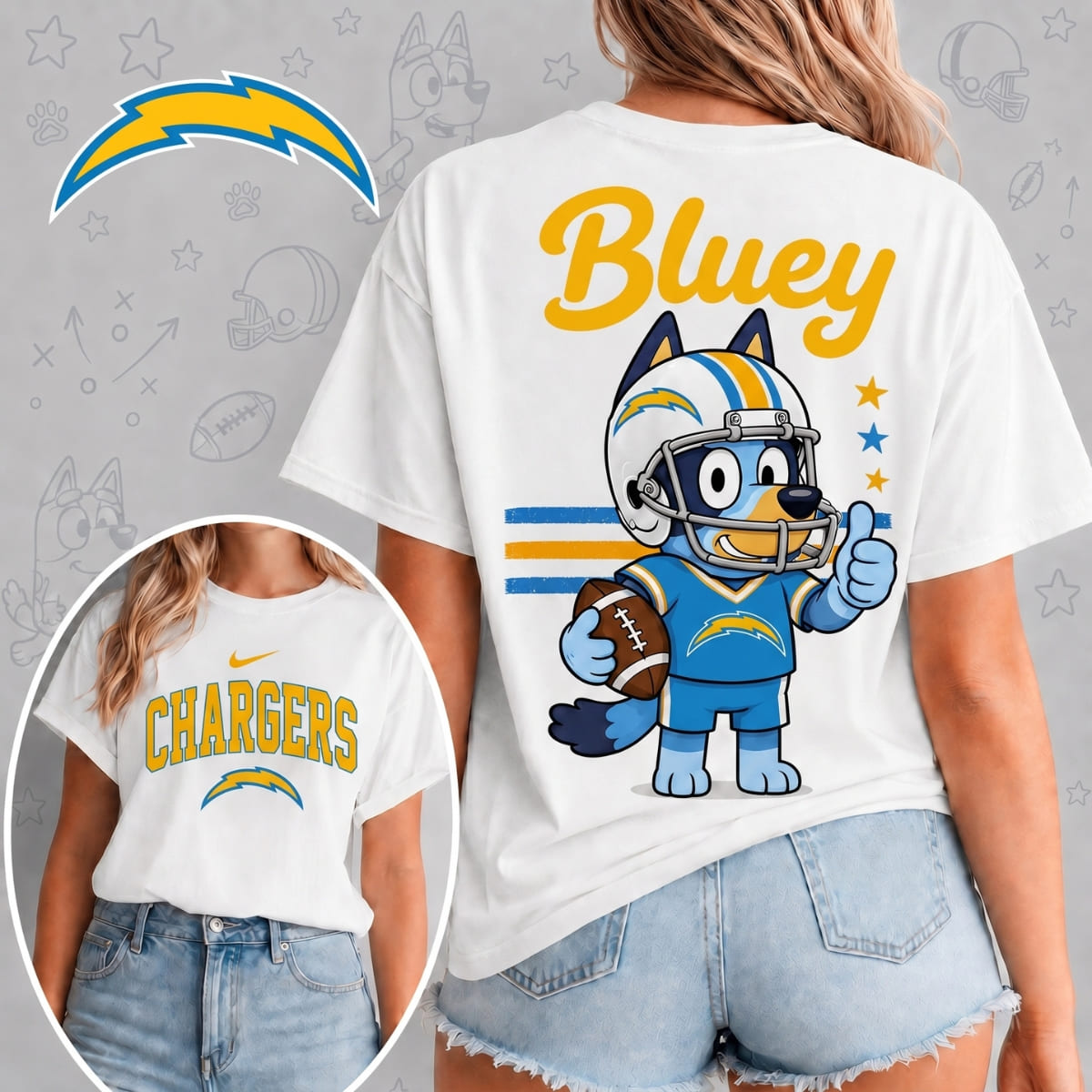 Los Angeles Chargers X Bluey Football Game Day Unisex T-Shirt