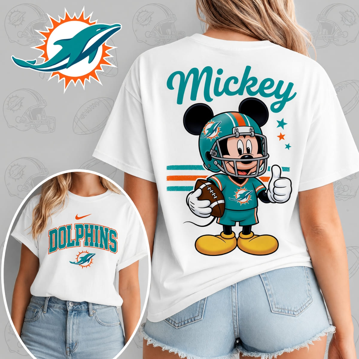 Miami Dolphins X Mickey Mouse Football Game Day Unisex T-Shirt