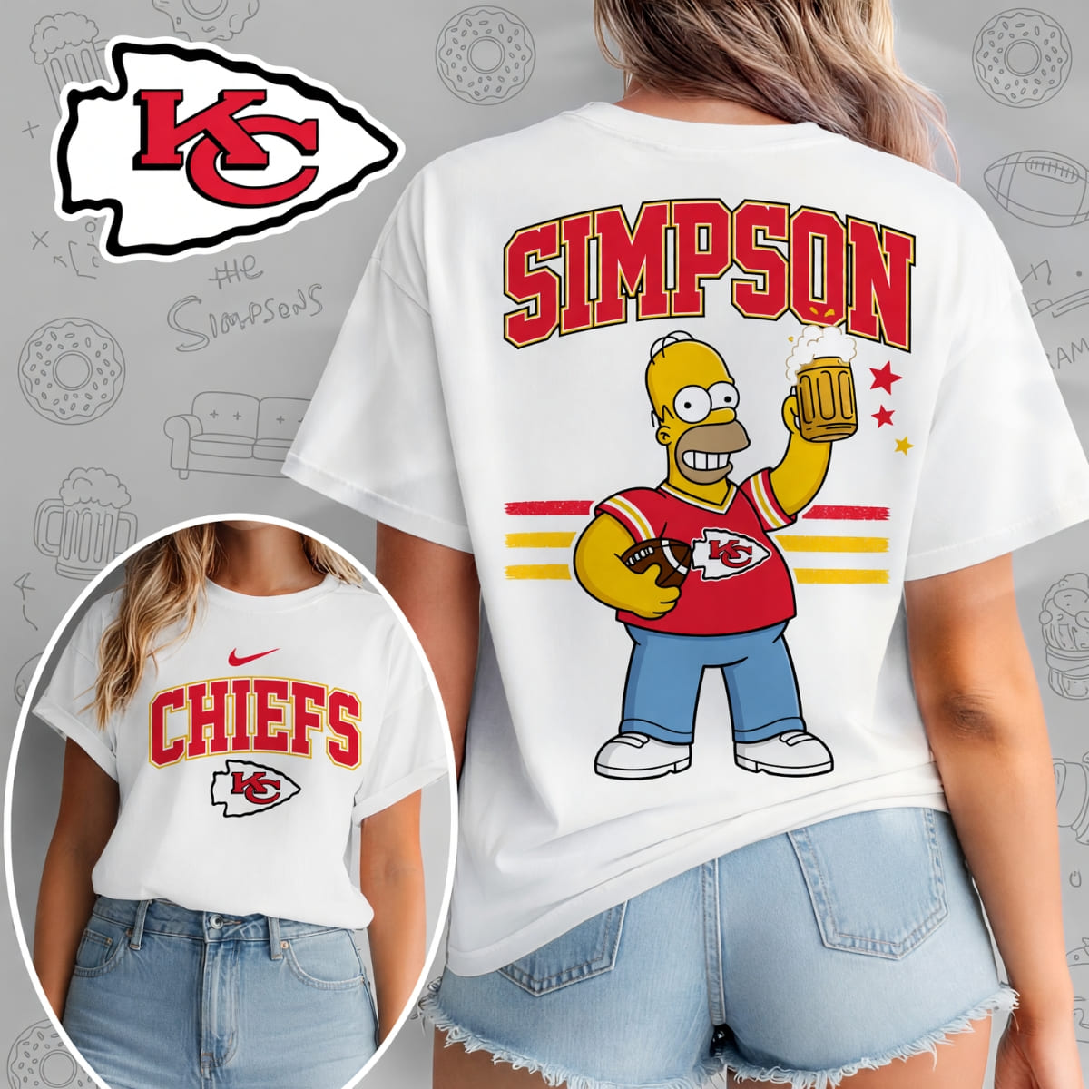 Kansas City Chiefs X The Simpsons Football Game Day Unisex T-Shirt