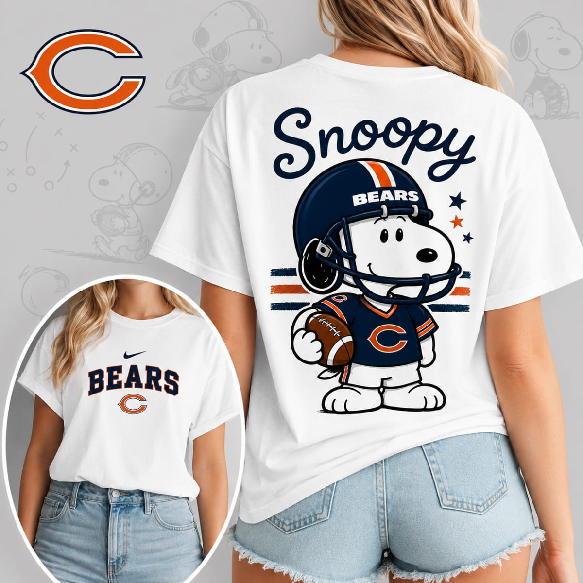 Chicago Bears X Snoopy Football Game Day Unisex T-Shirt