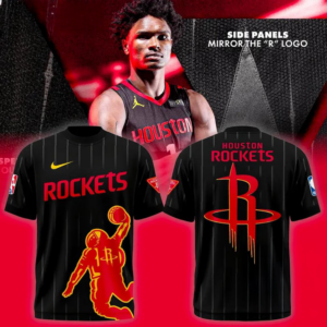 Houston Rockets Nba 2026 New Logo Black T-Shirt
