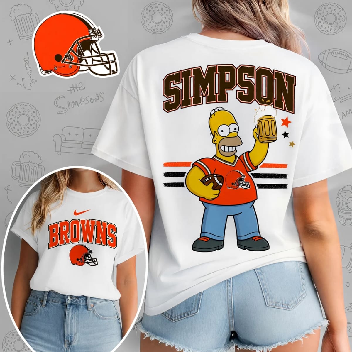 Cleveland Browns X The Simpsons Football Game Day Unisex T-Shirt