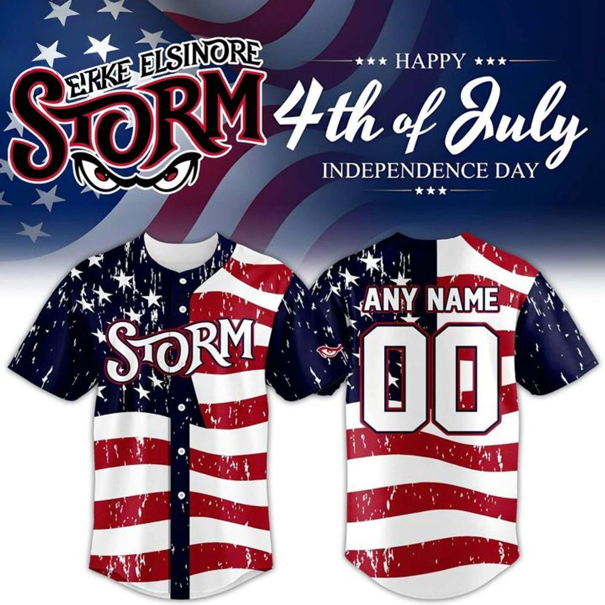 Lake Elsinore Storm 4Th Of July 2026 Personalized Baseball Jersey