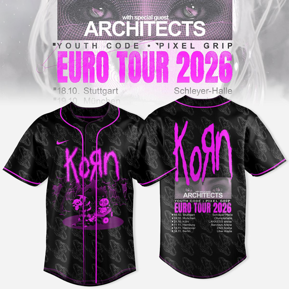Korn Tour 2026 Freak Legacy Baseball Jersey