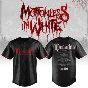 Motionless In White The Sweat And Blood Tour Limited Edition Baseball Jersey