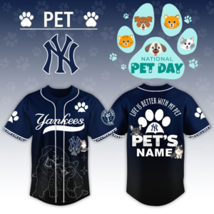 New York Yankees X National Pet Day Personalized Baseball Jersey
