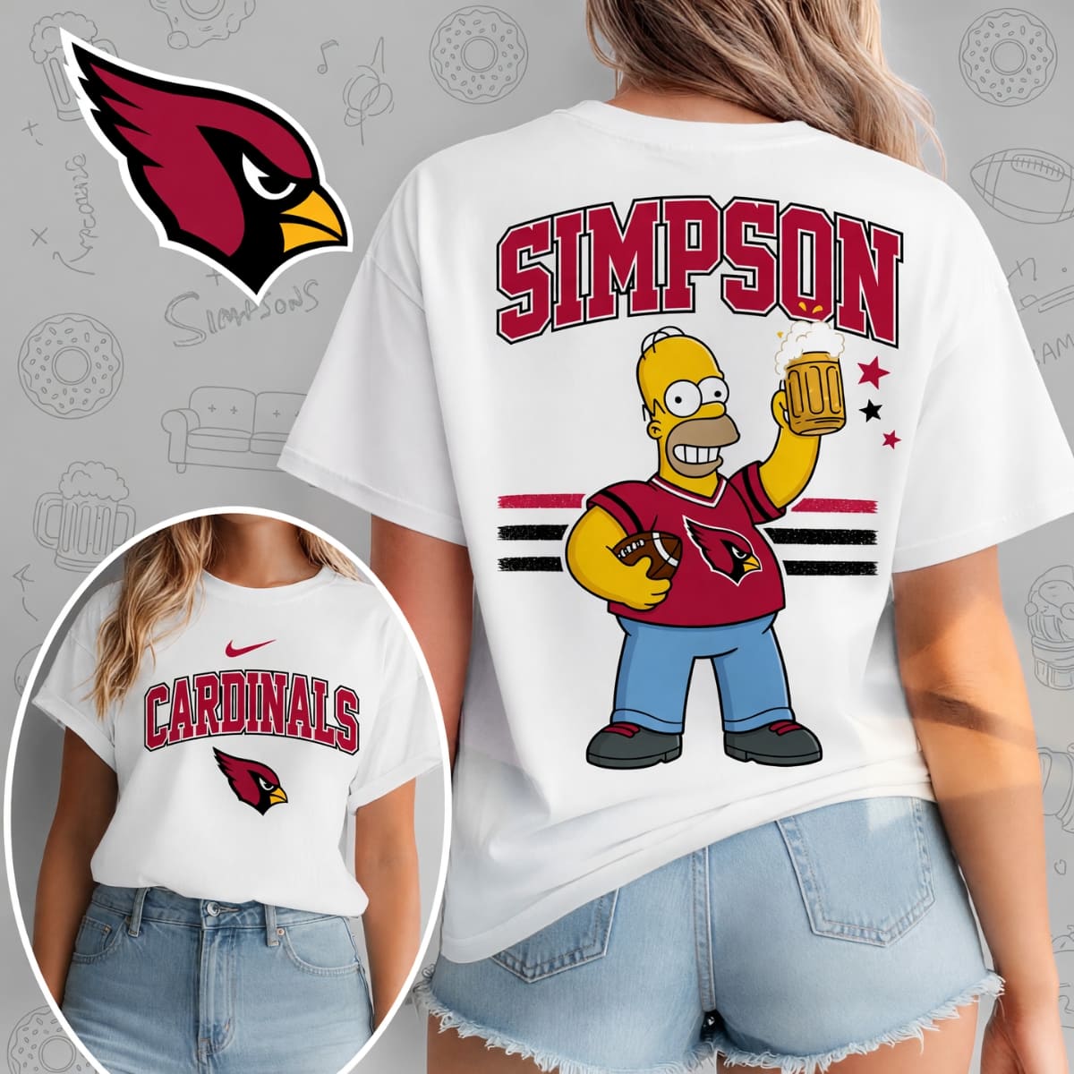 Arizona Cardinals X The Simpsons Football Game Day Unisex T-Shirt