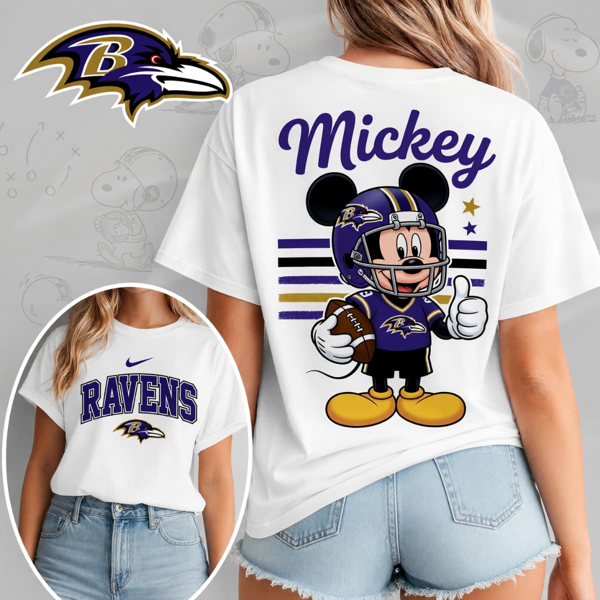 Baltimore Ravens X Mickey Mouse Football Game Day Unisex T-Shirt
