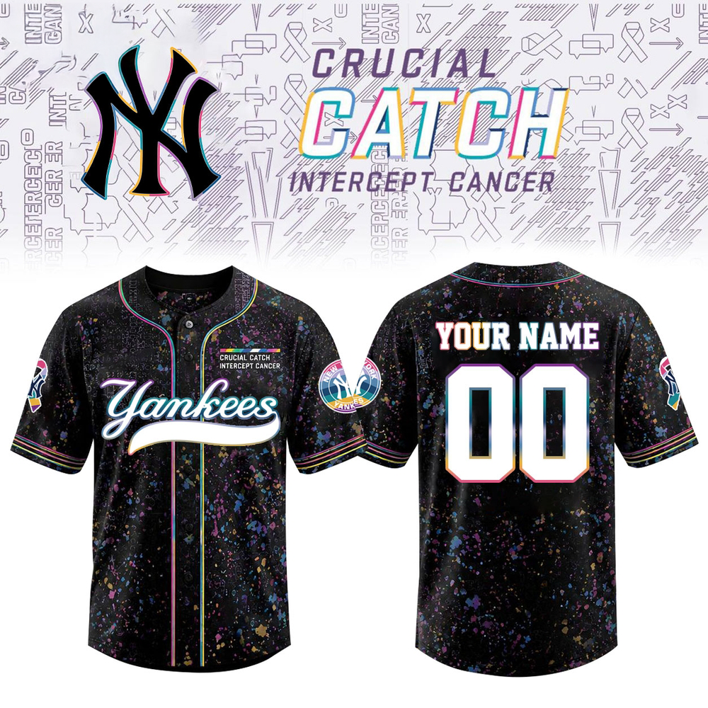 New York Yankees X Crucial Catch Intercept Cancer Special Edition Personalized Jersey
