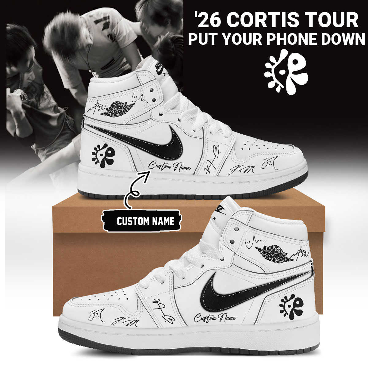 Personalized Cortis Tour 2026 Put Your Phone Down High Top Sneakers Custom Name Fan Gift Limited Edition