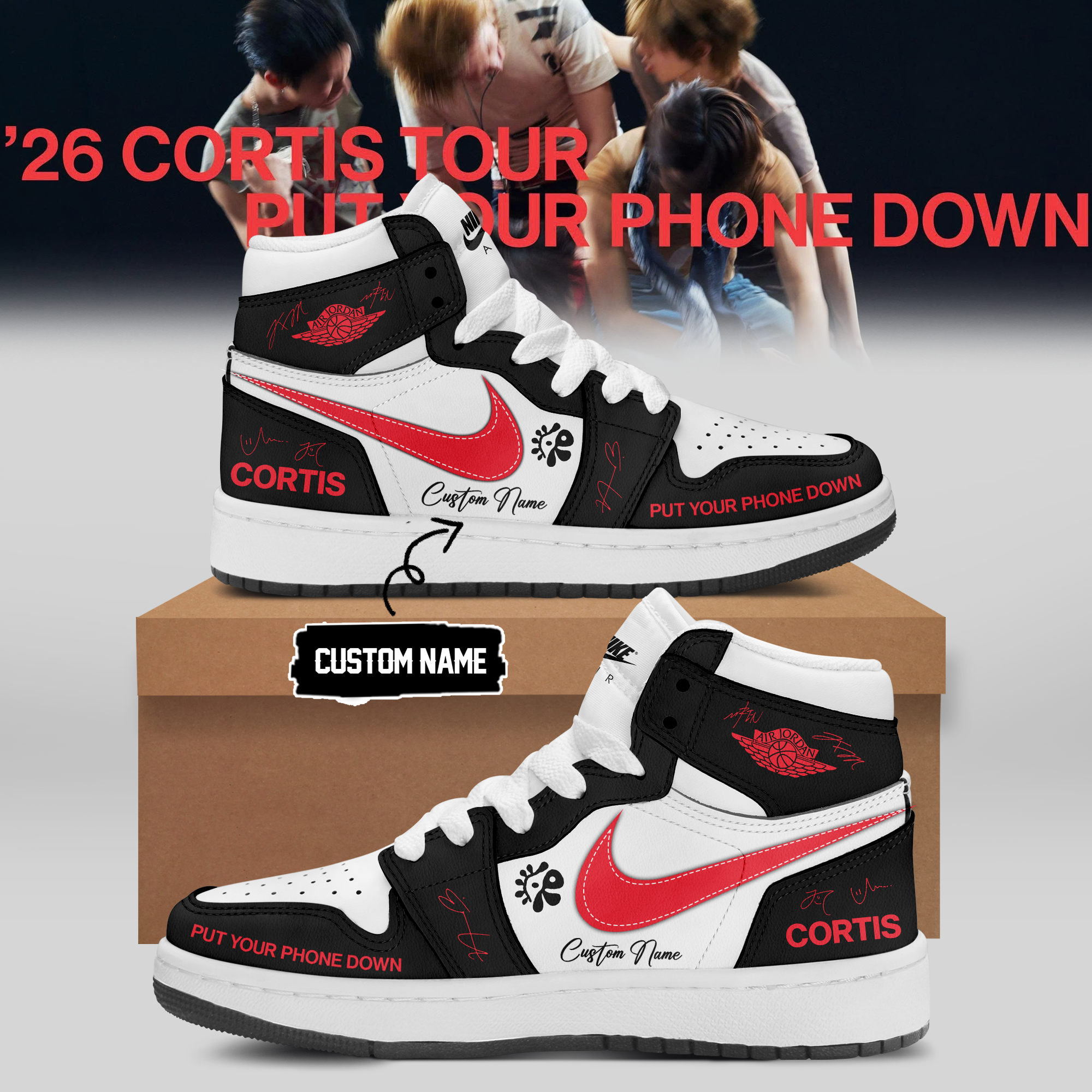 Cortis Tour 2026 Music Fans Unique Put Your Phone Down Custom Name High Top Shoes