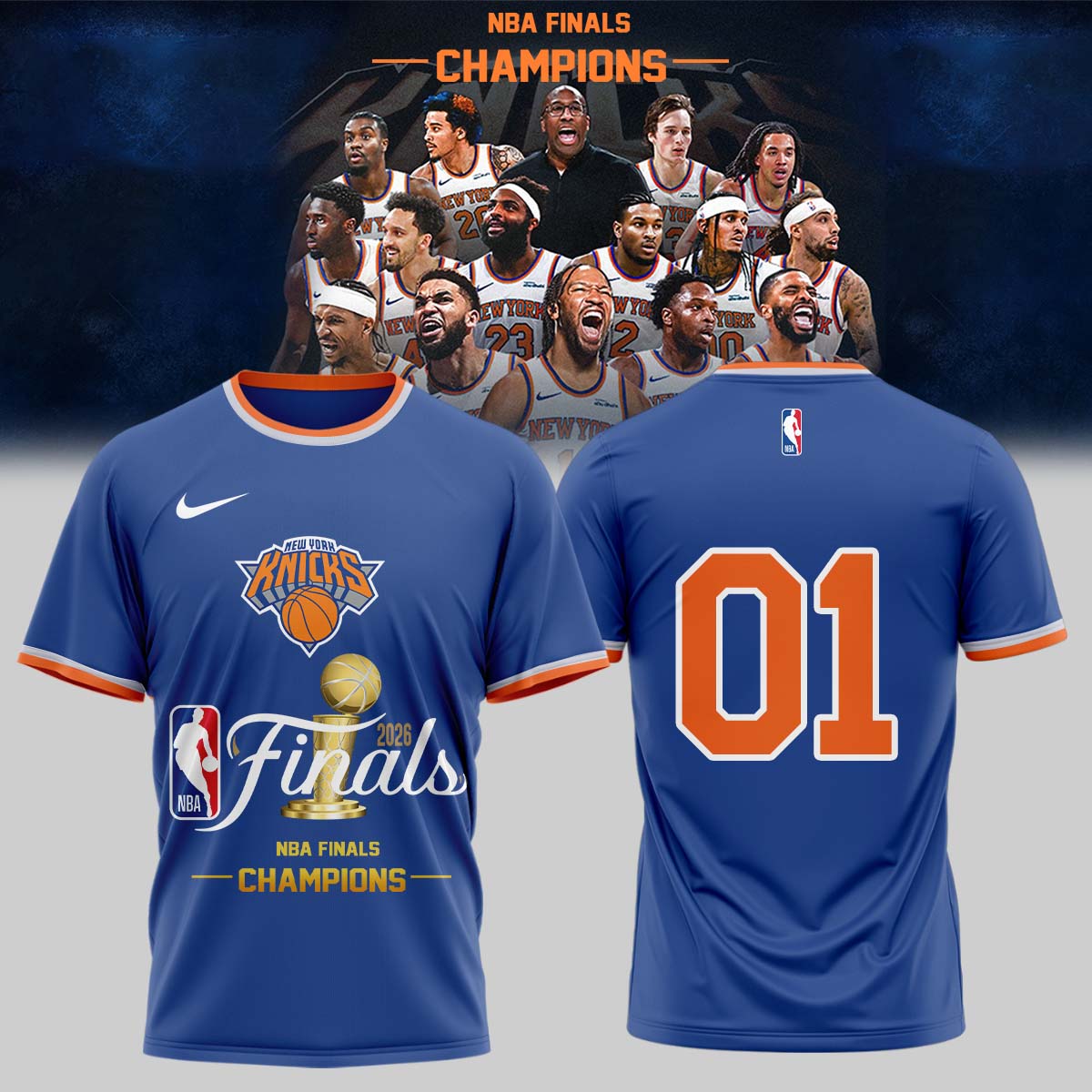 New York Knicks Nba Finals Champions 2026 T-Shirt Custom Number Basketball Fan Gift Limited Edition Blue Edition