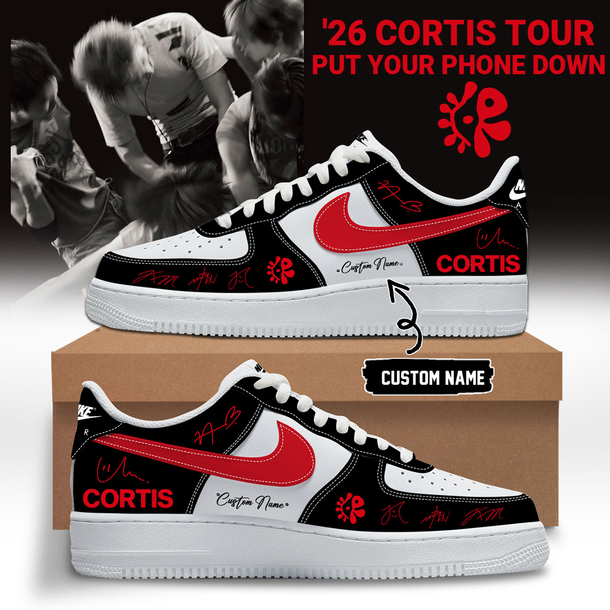 Cortis Tour 2026 Concert Attendees Personalized Put Your Phone Down Custom Name Sneakers