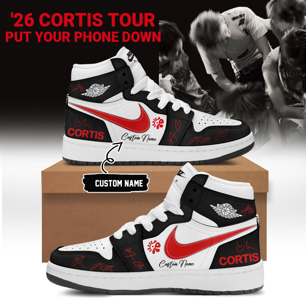 Cortis Tour 2026 Music Lovers Bold Put Your Phone Down Custom Name High Top Shoes