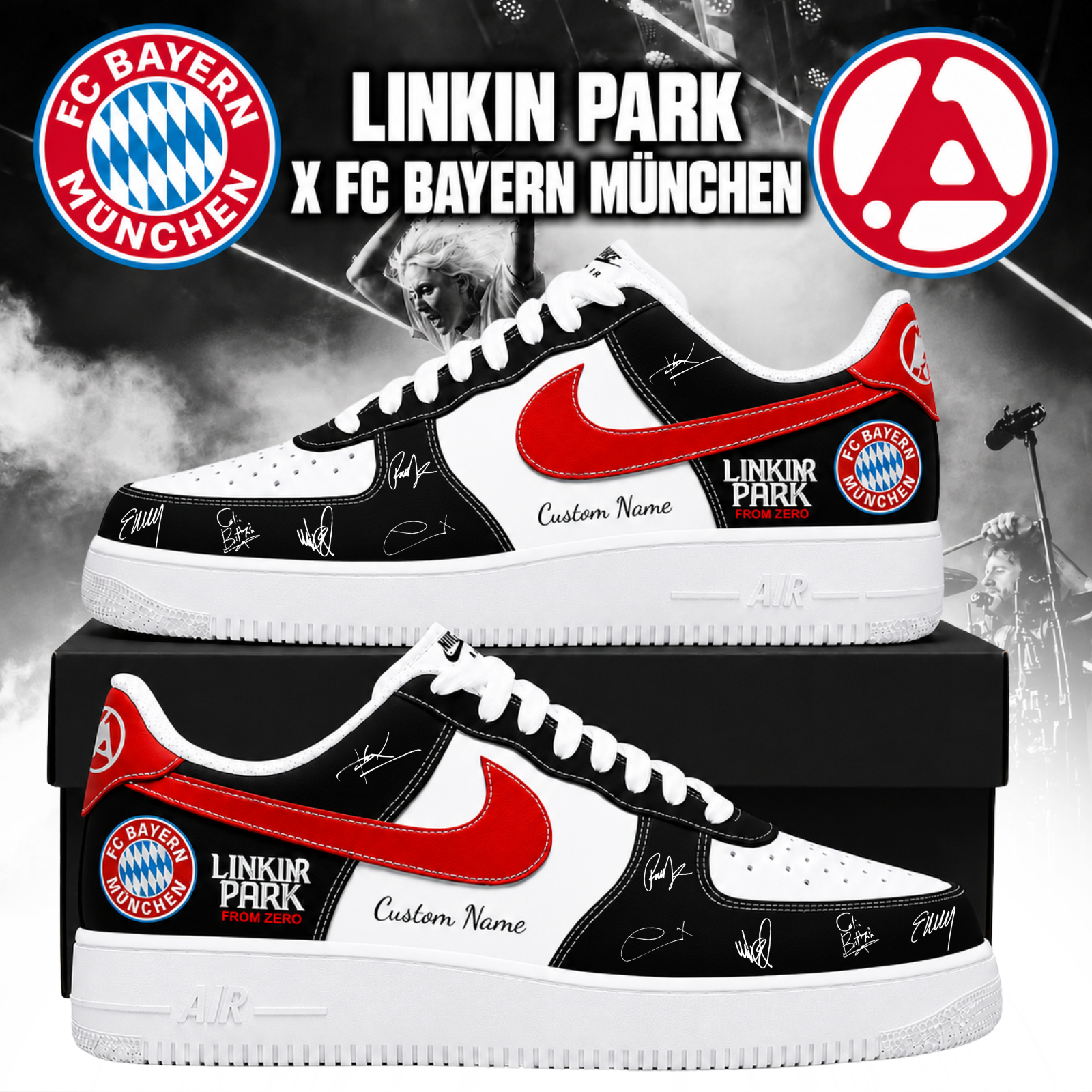 Custom Linkin Park Bayern Munich Sneakers Premium Casual Shoes Rock Music Fan Gift